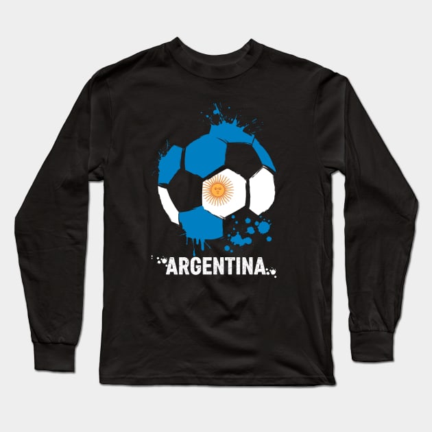 Argentina World Cup Qatar 2022, Funny Argentinian Soccer Argentinian Flag Soccer Team 2022 Long Sleeve T-Shirt by Printofi.com